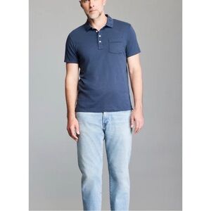 Billy Reid short sleeve Pensacola polo garment dyed navy blue medium